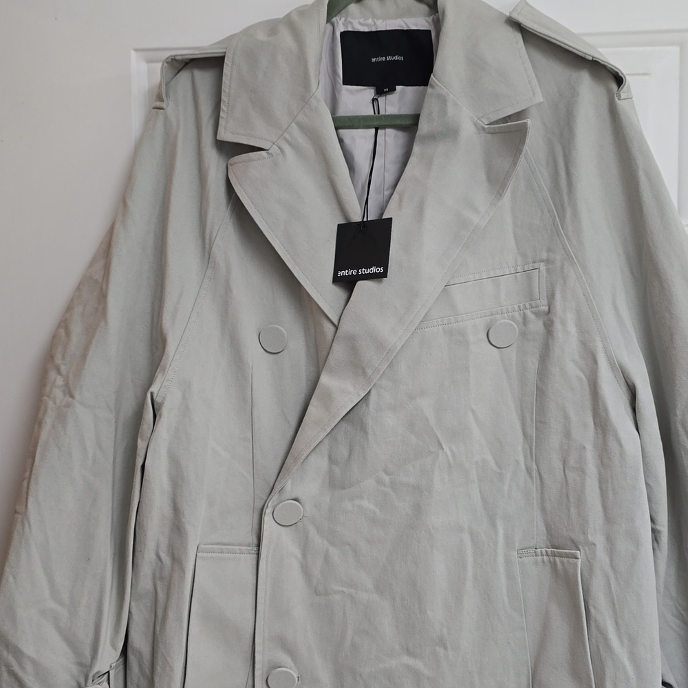 ENTIRE STUDIOS DOUBLE BREASTED COAT PEWTER UNISEX - Picture 3 of 16